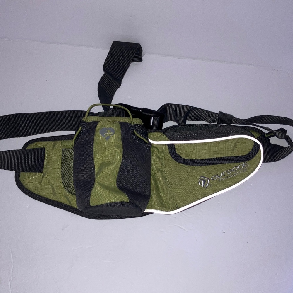Outdoor Green and Black  Fanny Pack Bag Drink and Wallet Pocket for Trails Hikes